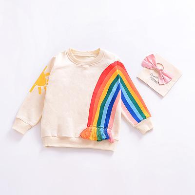 Kids Sweatshirts Spring Autumn Long Sleeve Coats T-shirts Toddler Girls Boys Tops Baby Cotton Rainbow Striped T-Shirt Tees Children Clothing