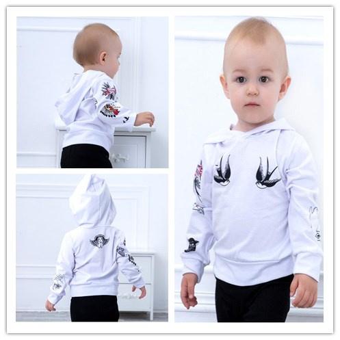 Girl Boy Swallow Printed Long Sleeve Hoodies with Hat Baby Spring and Autumn Hoodie Kids Clothes ZHT 098