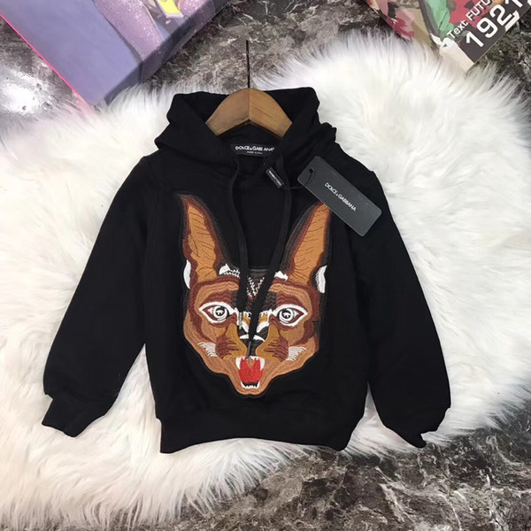 2018 new children's hooded long-sleeved embroidery sweater