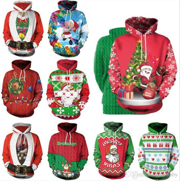 Designer Jackets Sweatshirts Christmas Hoodies Casual Long Sleeve Coat Xmas Deer Elk Santa Claus Hip Hop Print Outwear Jumper Pullover C6224