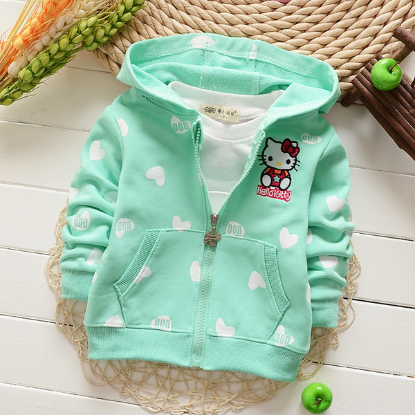 Wholesale- Retail 2016 style hoodied girls hoodies Sweatshirts children clothes spring autumn coats sportswear hello kitty kids outerwear