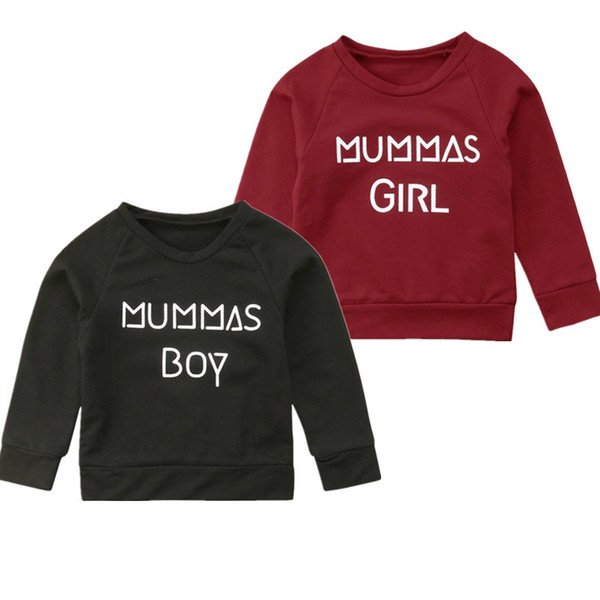 2018 Brand New Toddler Baby Girls Boys Unisex Fashion Sweatshirt Tops Long Sleeve Letter Print Solid Pullover Tees Autumn Winter