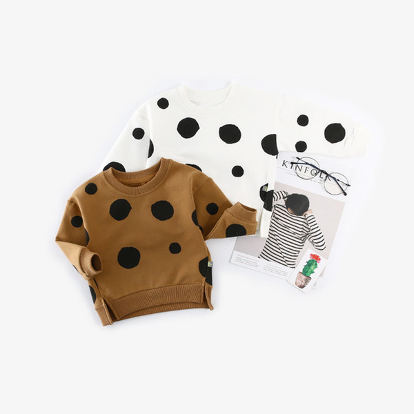 Baby Boys Sweatshirt Toddler Kids Boy Polka Dot Pattern Hoody Tops Hoodie Baby Girls Coat Outerwear Casual Pullovers Wholesale T191230