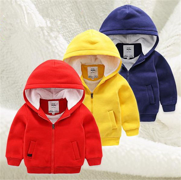 Wholesale- New 2017 Han edition children boy girls child cotton-padded clothes thick cotton-padded jacket baby clothes winter solid zipper