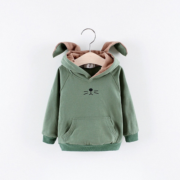 2018 Autumn Children Baby Babi Kids Boys girls Long Sleeve cartoon cute Rabbit Ear Hat Hooded Sweatshirts Outwear Coats C412