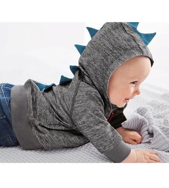 new autumn spring Korean cute dinosaur hoodie hooded jacket funny abstract cotton coat for baby boy