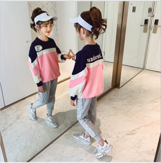 2020 Best selling girl's spring sweater, fashionable children's clothes, big children's net red sports bottoming shirt