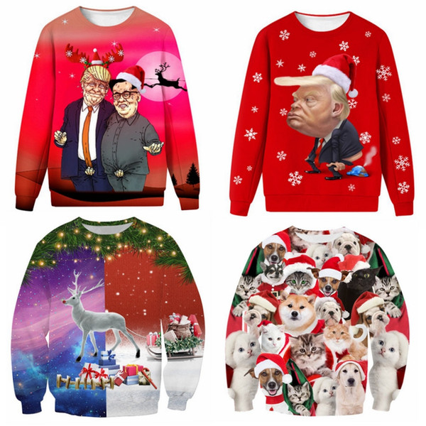 Adult Unisex 3D Xmas Donald Trump Ugly Christmas Cartoon Autumn Winter Hoodie Funny Gift Womens Mens Cosplay Costume Adults