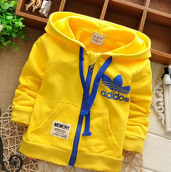 Wholesale- Hot Sell Brand child coat ! New 2016 Design Kids Boys Girls Toddlers Sweatshirts Top Zipper Hoodies Jacket Cost Free Shipping