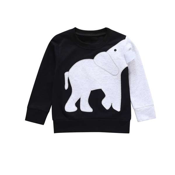 Spring Baby Boy Animal Elephant Pattern Long Sleeve Cotton Sweatshirt Casual Toddler Outerwear Clothes