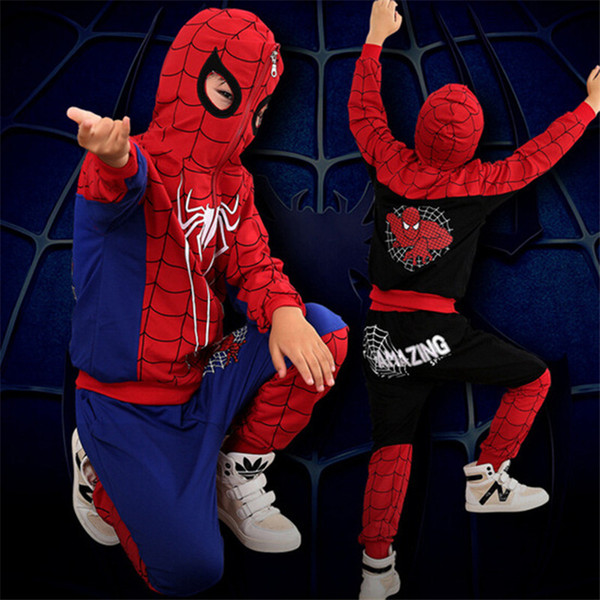 Designer Kids Clothing Boy Sets Spiderman Costume Toddler Boys Sport Suits Infant Clothes Sets Coat+Pants 4-8 Year