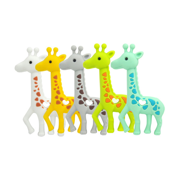 New Giraffe Teethers Silicone Teething Toy Baby Safe Pendant Necklace Chewable Beads Cute Sika Deer Teether Nursing Toys Shower Gifts