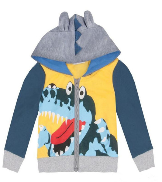 Kids cute dinosuar jacket 5sizes for 1-6T boys Baby cartoon animal pattern zipper hoodie B11