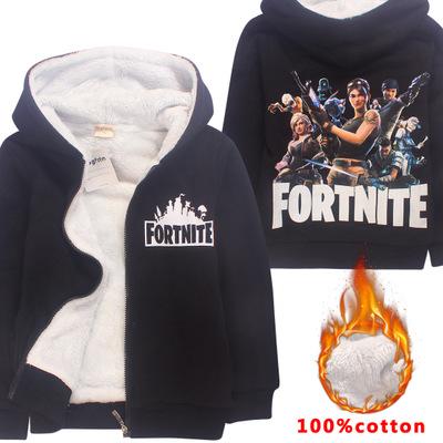 Fortnite Hoodies Kids Winter Thick Cartoon Zipper Fleece Sweatshirts Children Long Sleeve Teenager Big Boys Girls Coats Jacket 6-14T