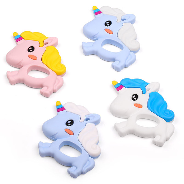 Unicorn Teether Pendant Food Grade Silicone Safe Baby Teething Bead Unicorn Teether Toy Silicone Pendant Chewelry Sensory Necklace