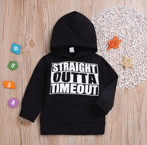 Toddler Newborn Baby Boy Girl Hoodie Tops STRAIGHT OUTTA TIMEOUT Hooded Sweatshirt Outdoor Casual Cotton Kids Clothes 0-5T