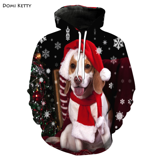 Domi ketty boys girls hoodies print dog christmas children red long sleeve sweatshirts kids baby casual outwearer tops clothes