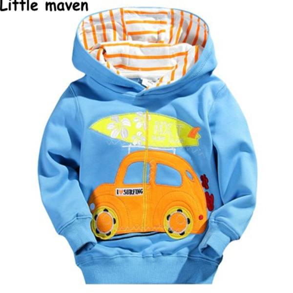 Wholesale- Little maven 2016 autumn winter boys brand clothes children warm Hoodies & Sweatshirts Cotton car surfboard fleece L010