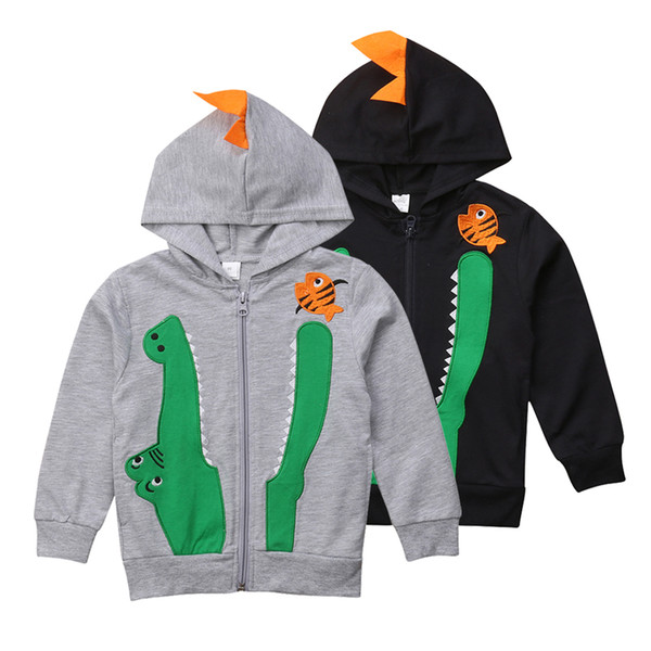 Children Tollder Kid Baby Clothing Boy Crocodile Tops Coat Hoodie Hooded Sweater Outfits Outerwear wild handsome