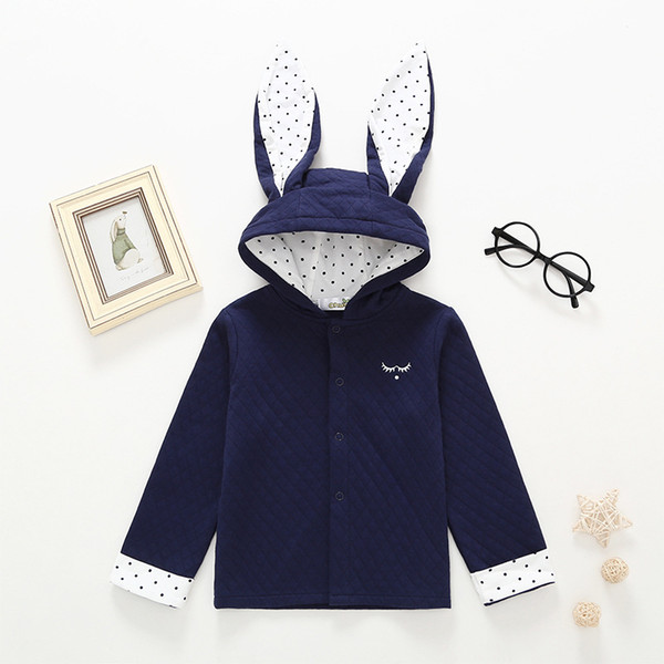 Boys Bunny Ear Hood Sweatshirt Cardigan Fall 2018 Kids Boutique Clothing 1-4T Little Boys Cotton Outerwear Casual Coats