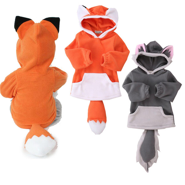 Cartoon Fox Baby Boys Girls Kids Coat Hoodie Jacket Sweater Pullover Outwear Polar Fleece Cartoon Hoodie Coat Warm Fox Jacket LA572