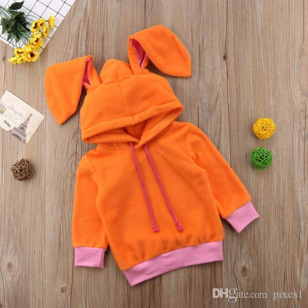 2019 Autumn and winter fashion baby girl wearing orange hoodie, beautiful little rabbit coat, beautiful little boy clothes,for 0-24Months