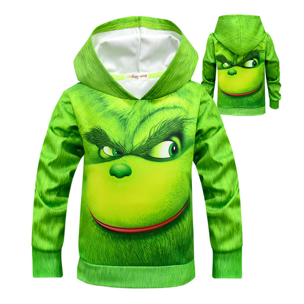 3D Printed The Grinch Cartoon T-shirts Kids Boys Hoodies Sweatshirt Christmas Gift Long Sleeve Outfit Anime Hoodies for Teens