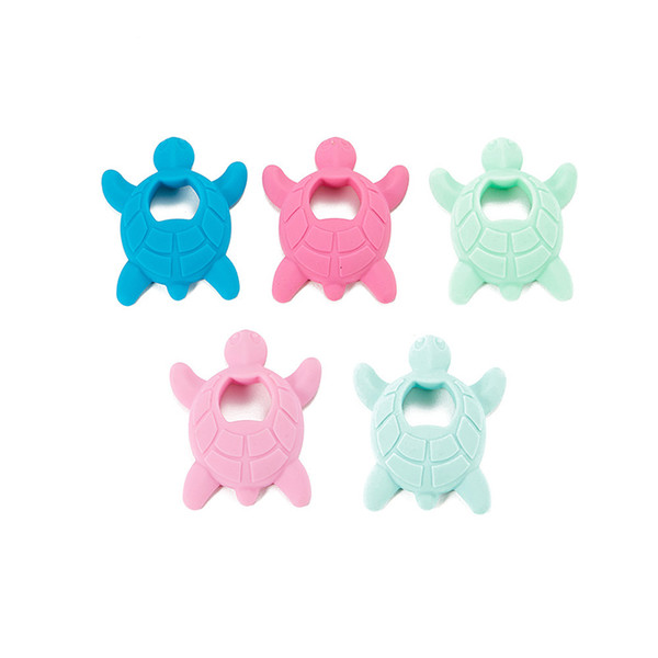 Silicone Turtle Teethers Baby Teething Toy Cute Chew Turtle Pendant DIY Nursing Necklace Tortoise Chewable Pendant Sensory Toy Food Grade