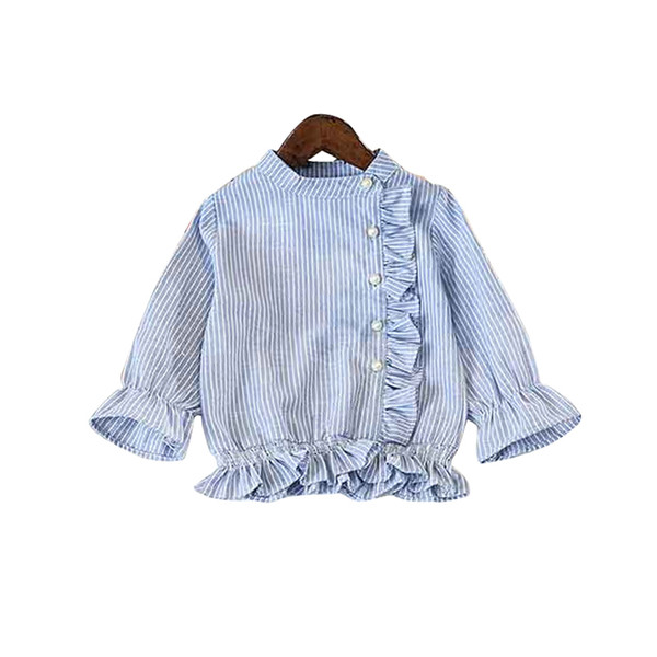 Girls Pearl Temperament Striped Shirt 2019 New Girls Long Sleeve Casual Fashion Shirt Children's Clothing Tide