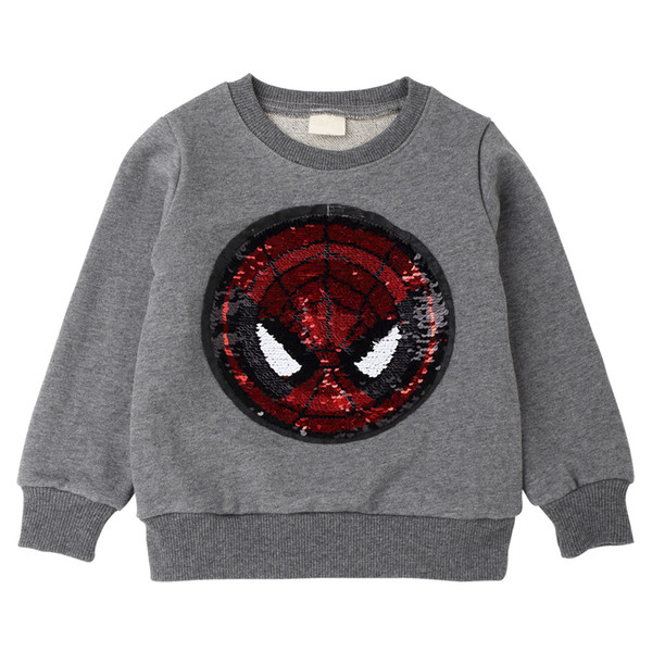 Ins vibrato with the same paragraph will change the clothes Spider-Man become the US captain sequins can flip children's clothing cotton