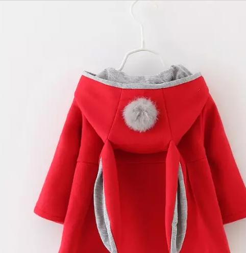 Retail Newborn Girls Coat baby Autumn Spring Jacket Kids Infant rabbit long Ear Hoodies Cotton bebe Outerwear Children Clothes for Girl