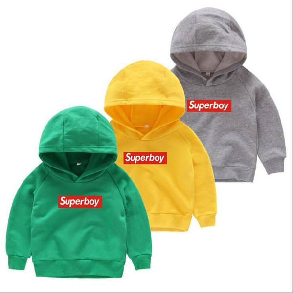 2018 children's fashion spring and autumn solid color sweater casual sports hooded clothes hip hop style clothes