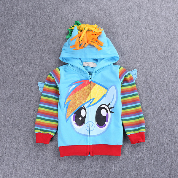 NEW Cute Baby Girl 3D Hippocampus Hoodie Toddler Long Sleeve Coat Kids Rainbow Zipper Open Outwear Europe and America Fashion C1810162