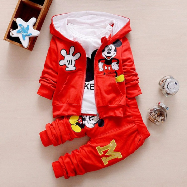 Children Girls Boys Fashion Clothing Sets Autumn Winter 3 Piece Suit Hooded Coat Clothes Baby Cotton Tracksuits