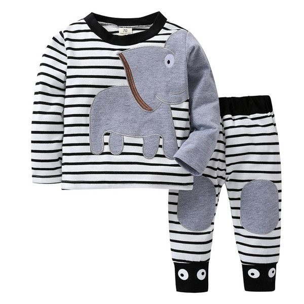 Vieeoease Halloween Boys Sets Long Sleeve Elephant T-shirt + Long Pant Kids Clothing for 2019 Autumn Winter CC-619