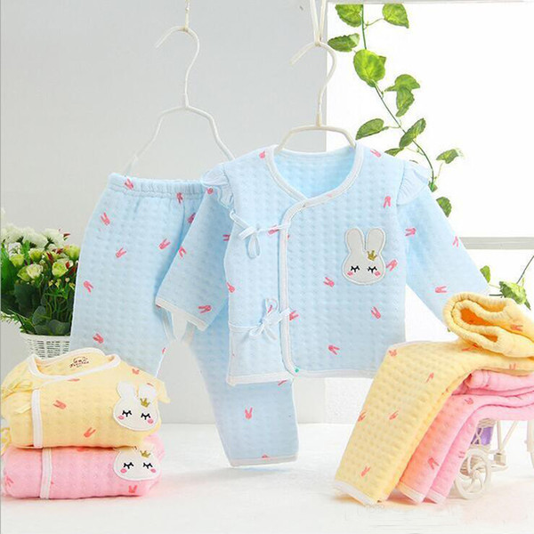 2pcs/set newborn underwear Three layers of keep warm cotton baby clothes suit 0-3M newborn clothing