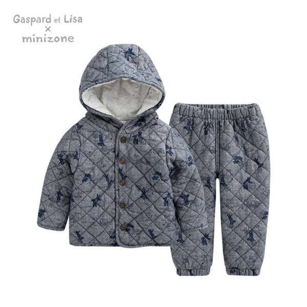 Kids Suit New Cotton Jacket Female Baby Winter Clothing Boy Cotton Two-piece Thick Warm Outdoor Outwear 822