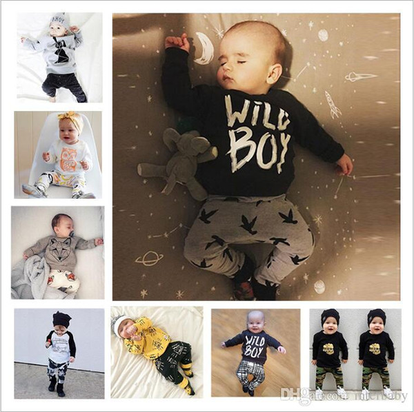 Baby Clothes Boys Ins Clothing Sets Girls Fashion Letter T Shirt Pants Print Summer Top Leggings Cartoon Long Sleeve Kid Outfits Suits B3815