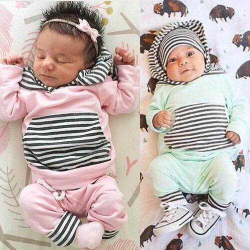 Newborn Baby Girl Boy Clothes Pink Tops T-shirt+Pants Leggings 2pcs Outfits Set