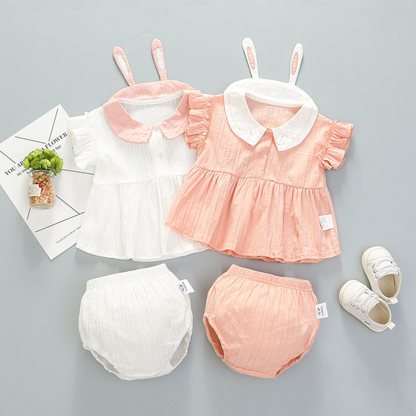 kids designer clothes girls baby summer Newborn Baby Girl Rabbit ear top shorts toddler outfits Princess Clothes boutique clothing B18