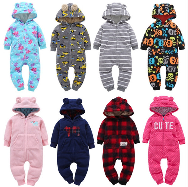 Baby Hooded Rompers Plaid Kids Jumpsuits Camouflage Newborn Outfits Boy Girl Designer Clothes Chrtistmas Kids Clothing 28 Designs DHT509