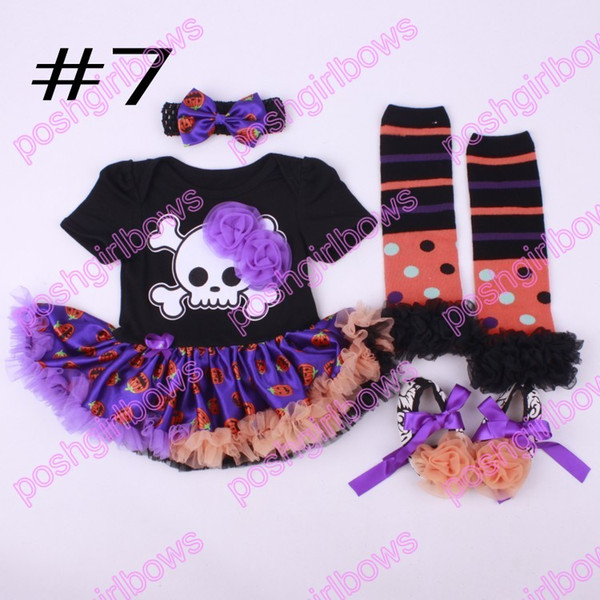 free shipping 3set girls clothing halloween boutique baby girls pumkin skirts girls Halloween party clothes with accessories