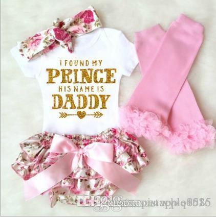 2018 new baby print letters Kazakhstan + broken flowers bow tie Triangle pants four suits.