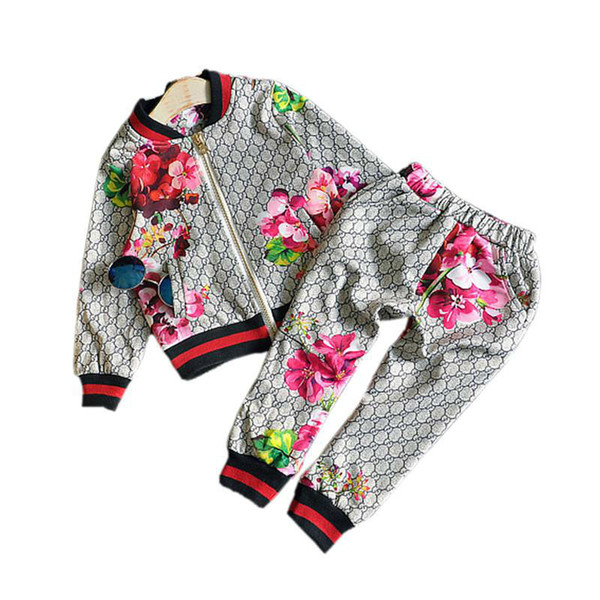 kids childrens clothes set floral tops pants set for 2-8years chidlren boys girls outerwear clothing set children s sets girl suits