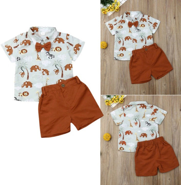 2pcs Casual Suit for Toddler Kids clothing Baby Boys sets Animal T-Shirt Shorts Children's Boy Summer Clothes Set