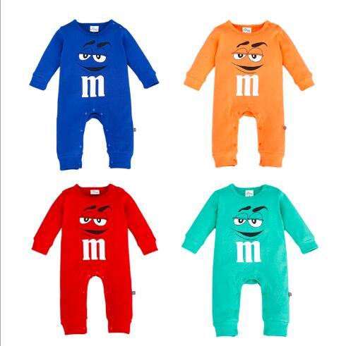 Explosion FashiExplosion Fashion Spring and Autumn Men's Baby Girls Clothes Newborn Long Sleeve Chocolate M Beans Jumpsuit Baby Clothing Set