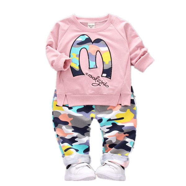 kids designer clothes girls boys outfits children letter Tops+Camouflage pants 2pcs/set 2019 fashion Boutique baby Clothing Sets C6688