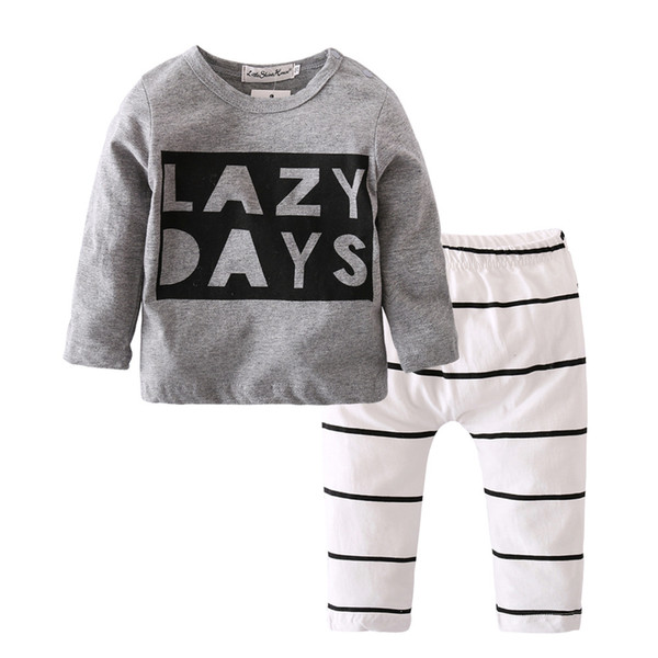 Autumn Baby Boy Clothes Baby Clothing Set Fashion Cotton Long-sleeved Letter T-shirt+pants Newborn Baby Clothing Set