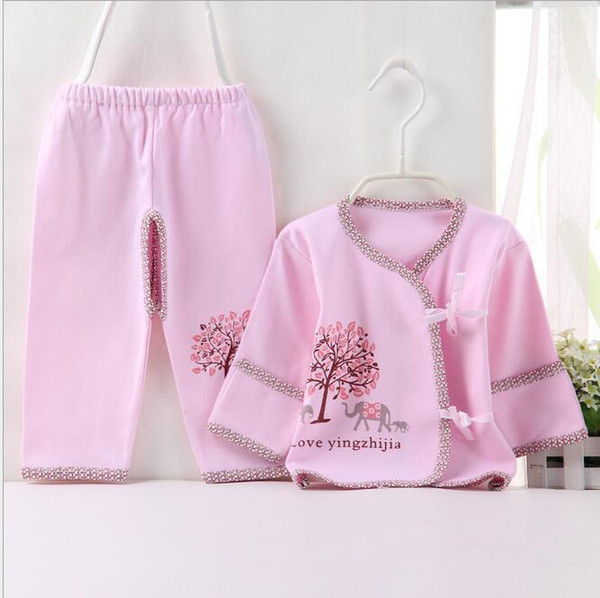 2017 Newborn Baby 0-3M Boy Girl warm Clothes set Natural Soft Cotton 2pcs/lot shoulder buttons Autumn Underwear baby set