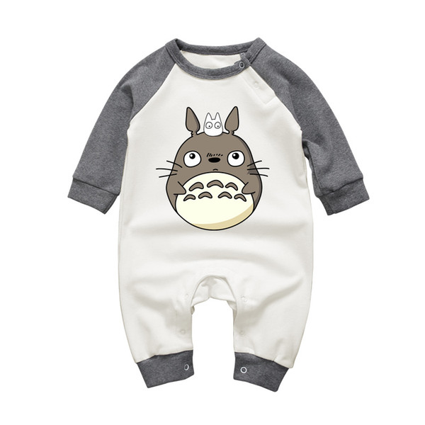 Long Sleeve Toddler Clothes Baby Girls Boys Jumpsuits Cartoon Totoro O-neck Cotton Newborn Rompers Long Sleeve Infant One-pieces J190523